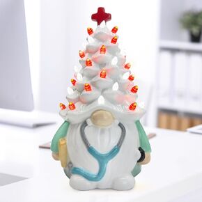 Nurse Gifts for Women, Ceramic Christmas Tree, Christmas Birthday Gifts for Nurses, Gnome Decor Indoor for Home Office Table Top, Figurine Collectione, Gnome Gifts for Nurse Doctor Colleagues