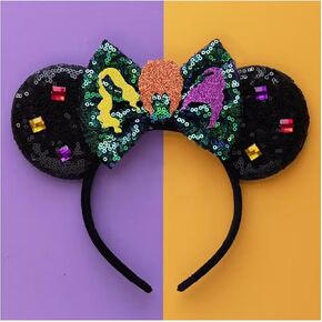 Atvscay Halloween Witch Headband Crazy Witch Theme Mouse Ears Headband Party Decoration Cosplay Costume Accessories (Black and orange)