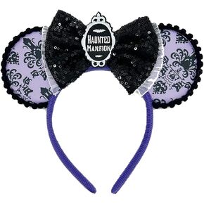 Atvscay Glitter Party Costume Holiday Accessories, Sequin Mouse Ears Bow Headbands