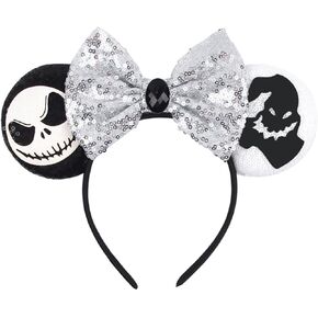Atvscay Glitter Party Costume Holiday Accessories, Sequin Mouse Ears Bow Headbands