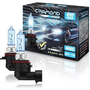 Diamond Vision 2x H7 12V 55W | 4200K extra bright| Halogen car headlights | Extremely durable | Replacement bulbs for automotive