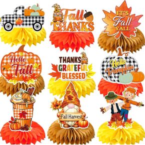 9pcs Fall Centerpiece Table Decorations, 3d Double Side Fall Table Centerpiece, Fall Party Decorations, Fall Decorations for Office Classroom School, Fall Festival Thanksgiving Party Supplies