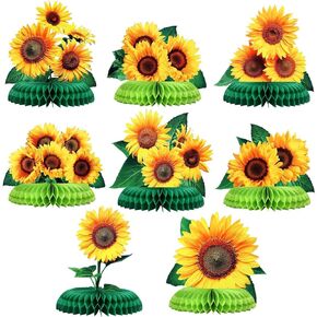 8 Pieces Sunflower Party Honeycomb Centerpieces Table Decorations Sunflower Supplies Sun Flowers Party Table Decor Sunflower Party Decorations Party Table Topper for Sunflower Themed Party