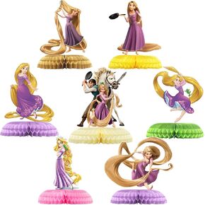 Rapunzel Birthday Party Decorations, 7Pcs Tangled Theme Party Centerpieces Table Toppers, Double Side Cake Toppers, Rapunzel Theme Party Supplies for Kids