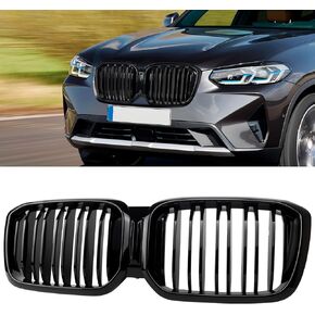 X3 G01 Grill, ATPOEN Performance M-Look Style Kidney Grille Compatible with BMW X3 G01 2022 2023 2024 Gloss Black Grill Front Hood Dual Slat Insert Replacement