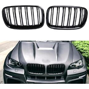 Front Kidney Grille M Color Gloss Black Compatible with 2007 2008 2009 2010 2011 2012 2013 E70 E71 X5 X6