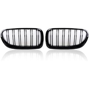 Front Kidney Grille Compatible with 2010-2017 BMW 520 523 525 528 530 535 550 F10 Sedan F11 Touring (Glossy Black Chrome Star)