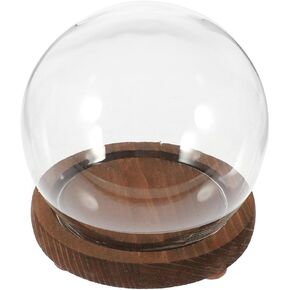 MAGICLULU Clear Glass Cloche Globes Display Dome Bell Jar with Wood Base 10cm DIY Snow Globe Kit Craft Keepsake Globe Display Case Terrarium for Preserved Flower Plant Succulent