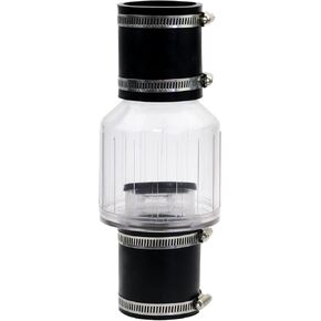 Sump Pump Check Valve, Spring-Loaded Flapper, 2-Inch Check Valve Aquarium, Quiet Check Valve with four stainless steel clamps