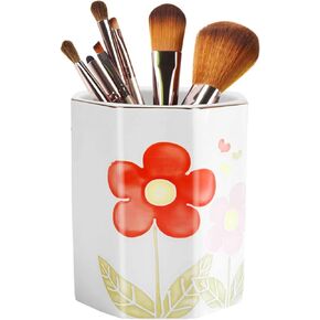 حامل قلم رصاص للمكتب منقوش على شكل زهرة كأس القلم للفتيات والأطفال منظم مكتب سيراميك متين حامل فرشاة مكياج منظم بتصميم زهور لطيف للمكتب والفصول الدراسية والمنزل in Kuwait