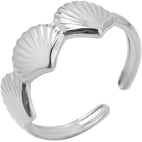 Shell Starfish Ring for Women Opening Seashell Ring Adjustable Statement Ring Boho Ring for Women Summer Beach Ocean Jewelry