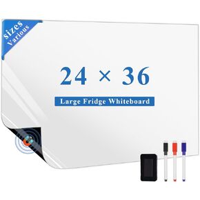 Magnetic Fridge White Board Paper, 8" x 12" 2 Pack Small Dry Erase Board Sheet for Organizer and Planner, Kitchen Refrigerator Whiteboard for Family to-do List, Includes Markers and Eraser