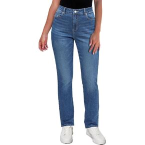 جينز مستقيم الساق من GRAPENT للنساء عالي الخصر عصري ونحيف وكلاسيكي قابل للتمدد من قماش الدنيم مع جيوب in Kuwait