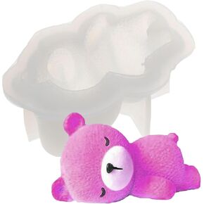 3D Sleeping Bear Doll Silicone Soap Molds,Cute Animal Silicone Molds for Soap Making,Cupcake,Cake Decor