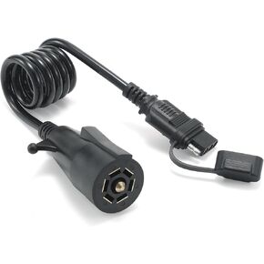 7 Way Round to 4 Way Flat Coiled Trailer Adapter 4ft 7 Pin to 4 Pin Coiled Pigtail with Dust Cover Stretchable Coiled Extension Wiring 40 inches(Black)
