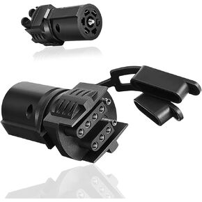 1 Pack 7 PIN Car Trailer Tow Connector Replacement, Durable Vehicle Hitch Plug Adaptor to 4 PIN and 5 PIN, Suitable for Most Trailer Durable Double-Row Plug Accessories (Black)