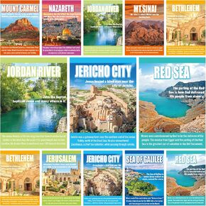 gisgfim 9 Pcs Bible Story Map Posters Bible Christian Posters for Classroom Decorations Sunday School Religious Bullet Board Middle High School Educational Poster Books Bible Scripture Church Decor