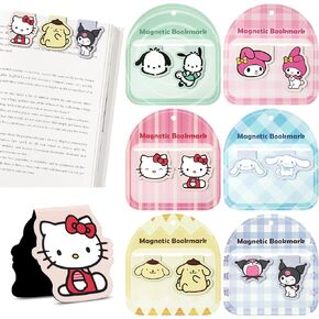 12Pcs Cute Magnetic Bookmarks Kawaii Cartoon Anime Kitty Melody Cinnamon Book Markers Page Clips School Office Stationery Supplies Party Favors Gift for Kids Students Reading Lovers Bookworm Reader