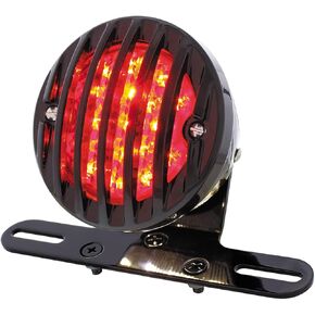 United Pacific 86859 Motorcycle 21 LED Bobber Style Rear Fender Tail Light - Black Grille Bezel