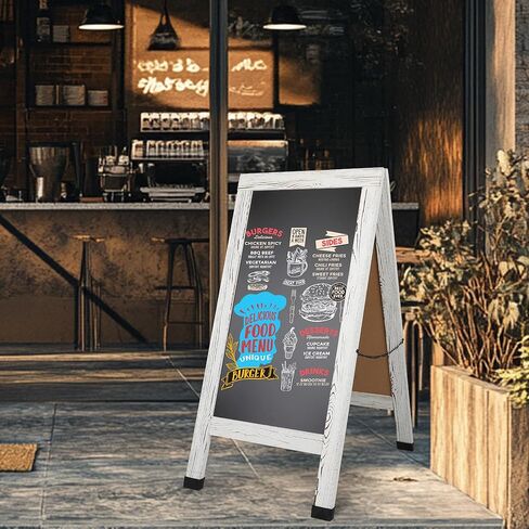 SHANTRA 40" x 20" Wood Rustic A-Frame Chalkboard Signs, Double-Sided Magnetic Chalkboard, Chalk Board Sign Board, Chalkboard Easel, Menu Board for Restaurant, Business or Wedding - Heavy Duty Hinges in Kuwait