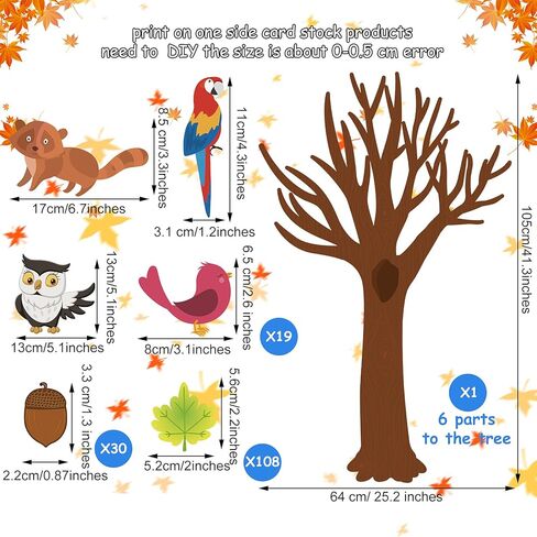 Zonon 163 Pcs Classroom Tree Bulletin Board Set Autumn Thanksgiving Fall Decoration Fall Tree Cutouts DIY Woodland Maple Leaves Cutouts for Classroom Home School Office Decor(Elegant Style) in Kuwait