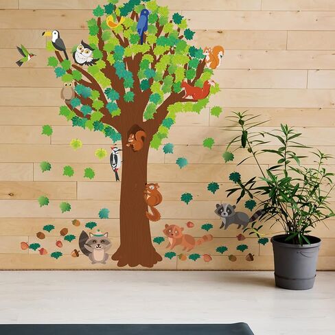 Zonon 163 Pcs Classroom Tree Bulletin Board Set Autumn Thanksgiving Fall Decoration Fall Tree Cutouts DIY Woodland Maple Leaves Cutouts for Classroom Home School Office Decor(Elegant Style) in Kuwait