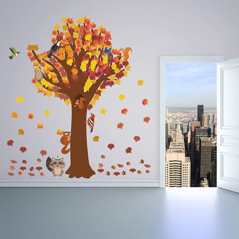 Zonon 163 Pcs Classroom Tree Bulletin Board Set Autumn Thanksgiving Fall Decoration Fall Tree Cutouts DIY Woodland Maple Leaves Cutouts for Classroom Home School Office Decor(Elegant Style) in Kuwait
