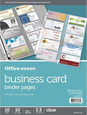 صفحات تجليد بطاقات العمل من Office Depot، مقاس 8 1/2 بوصة. × 11 بوصة، شفاف، عبوة من 10 قطع، OD927197 in Saudi Arabia