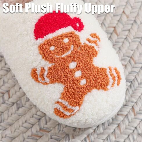 FOCUSIN Christmas Reindeer Slippers House Shoes for Women Fluffy Soft Cozy Bedroom Cartoon Plush Cute Slippers for Indoor Outdoor Use in Saudi Arabia