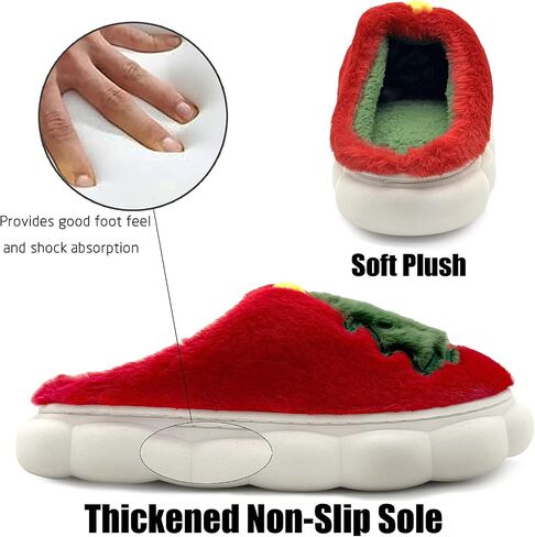 FOCUSIN Christmas Reindeer Slippers House Shoes for Women Fluffy Soft Cozy Bedroom Cartoon Plush Cute Slippers for Indoor Outdoor Use in Saudi Arabia
