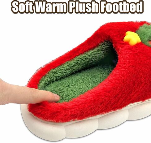 FOCUSIN Christmas Reindeer Slippers House Shoes for Women Fluffy Soft Cozy Bedroom Cartoon Plush Cute Slippers for Indoor Outdoor Use in Saudi Arabia