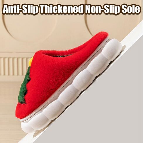 FOCUSIN Christmas Reindeer Slippers House Shoes for Women Fluffy Soft Cozy Bedroom Cartoon Plush Cute Slippers for Indoor Outdoor Use in Saudi Arabia