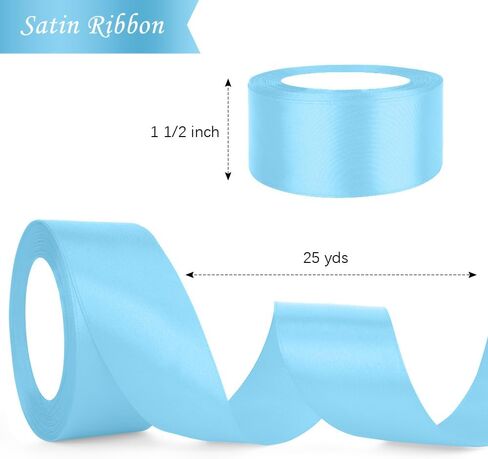 Christmas Light Blue Ribbon for Flower Bouquet Blue Satin Ribbon 25 Yards 1.5" Wide Baby Blue Ribbon for Gift Wrapping Bouquet Ribbons for Flower Bouquets Blue Christmas Ribbon for Hair in Kuwait
