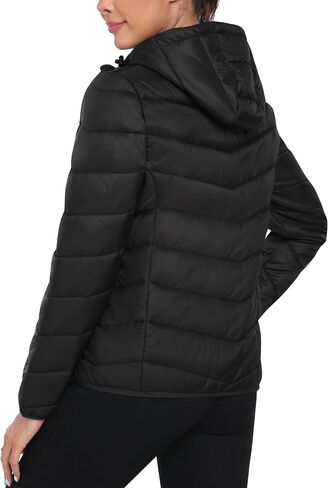 MoFiz Women's Puffer Jacket Hooded Lightweight Quilted Winter Coat Padded Warm Zip-up Insulated Puffer Running Jacket Pockets in Saudi Arabia