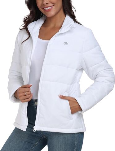 MoFiz Women's Puffer Jacket Hooded Lightweight Quilted Winter Coat Padded Warm Zip-up Insulated Puffer Running Jacket Pockets in Saudi Arabia
