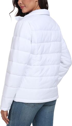 MoFiz Women's Puffer Jacket Hooded Lightweight Quilted Winter Coat Padded Warm Zip-up Insulated Puffer Running Jacket Pockets in Saudi Arabia