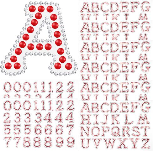 Towfed 214 Pcs 8 Sheets Pearl Self Adhesive Stickers 6 Sheets A-Z Glitter Rhinestone Letter Stickers and 2 Sheet 0-9 Glitter Number Stickers Bling Crystal Alphabet Sticker for DIY Crafts (White+Red) in Kuwait