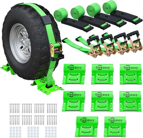 Trekassy Wheel Chock Tie-Down Kit, Heavy Duty E Track Trailer Tie Down Tire Straps for ATV, UTV, Lawn Mower- 2 Pack in Saudi Arabia