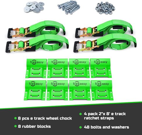 Trekassy Wheel Chock Tie-Down Kit, Heavy Duty E Track Trailer Tie Down Tire Straps for ATV, UTV, Lawn Mower- 2 Pack in Saudi Arabia