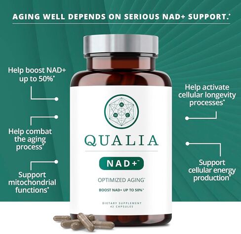 NEUROHACKER COLLECTIVE Qualia NAD+ مكمل نيكوتيناميد ريبوسيد nr، يمكن أن يعزز مستويات NAD+ حتى 50% مع: NR (نيكوتيناميد ريبوسيد من NIAGEN)، النياسين والنياسيناميد - نباتي (56 كبسولة) in Saudi Arabia