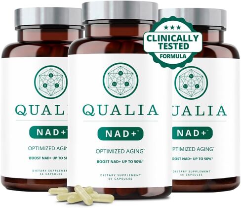 NEUROHACKER COLLECTIVE Qualia NAD+ مكمل نيكوتيناميد ريبوسيد nr، يمكن أن يعزز مستويات NAD+ حتى 50% مع: NR (نيكوتيناميد ريبوسيد من NIAGEN)، النياسين والنياسيناميد - نباتي (56 كبسولة) in Saudi Arabia