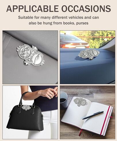 St Christopher Medal for Car,Car Accessories,Car Visor Clip,Saint Christopher Visor Clip,Visor Clip Decoration,Religious Car Accessories,Suitable for Most Cars,Trucks,SUVs,Etc (Silver-1Pcs) in Saudi Arabia