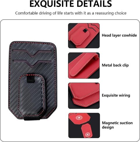 Mandark Leather Car Sunglasses Holder for Sun Visor, Small Magnetic Vehicle Glasses Card Visor Organizer Clip, Multifunctional Ticket Card Clip Eyeglasses Mount Hanger, Universal Fit（Carbon Fiber） in Saudi Arabia