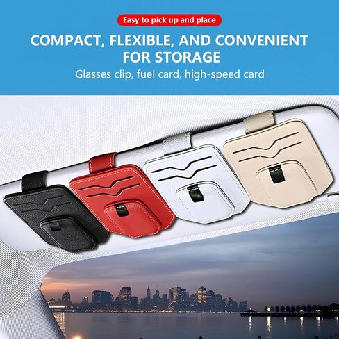 Mandark Leather Car Sunglasses Holder for Sun Visor, Small Magnetic Vehicle Glasses Card Visor Organizer Clip, Multifunctional Ticket Card Clip Eyeglasses Mount Hanger, Universal Fit（Carbon Fiber） in Saudi Arabia