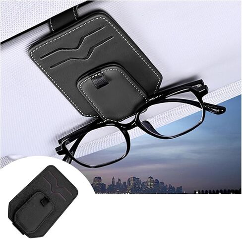 Mandark Leather Car Sunglasses Holder for Sun Visor, Small Magnetic Vehicle Glasses Card Visor Organizer Clip, Multifunctional Ticket Card Clip Eyeglasses Mount Hanger, Universal Fit（Carbon Fiber） in Saudi Arabia