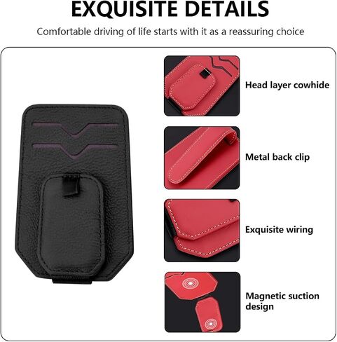 Mandark Leather Car Sunglasses Holder for Sun Visor, Small Magnetic Vehicle Glasses Card Visor Organizer Clip, Multifunctional Ticket Card Clip Eyeglasses Mount Hanger, Universal Fit（Carbon Fiber） in Saudi Arabia