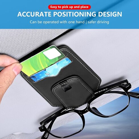 Mandark Leather Car Sunglasses Holder for Sun Visor, Small Magnetic Vehicle Glasses Card Visor Organizer Clip, Multifunctional Ticket Card Clip Eyeglasses Mount Hanger, Universal Fit（Carbon Fiber） in Saudi Arabia