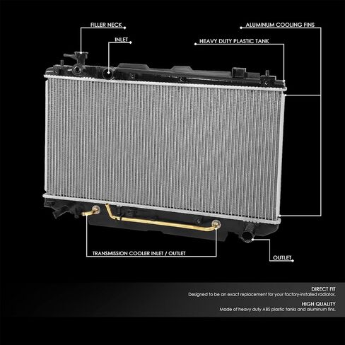 DNA Motoring OEM-RA-1746 OE Style 1-Row الألومنيوم الأساسي استبدال المبرد متوافق مع 95-99 Camry V6/Avalon AT، 27-7/8 بوصة عرض × 16-3/4 بوصة ارتفاع × 1 بوصة عمق، 1-5/16 "مدخل، 1-5/16" مخرج in Saudi Arabia