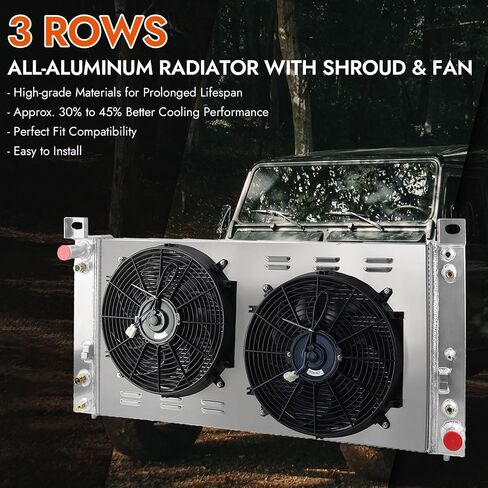 3 Row Aluminum Radiator for 99-14 Chevy Avalanche Tahoe Suburban Silverado 1500 2500 3500 HD/GMC Yukon XL Sierra Cadillac Escalade Hummer H2 Radiators Shroud 2 x 14" Fans Thermostat Relay Kit in Saudi Arabia