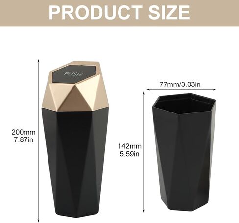 Car Trash Can, Car Mini Trash Can with 4 Pcs Trash Bags, Car Accessories for Interior, Leakproof Small Trash Cup, for Automotive Car, Home, Office, Kitchen, Bedroom(Gold) in Saudi Arabia